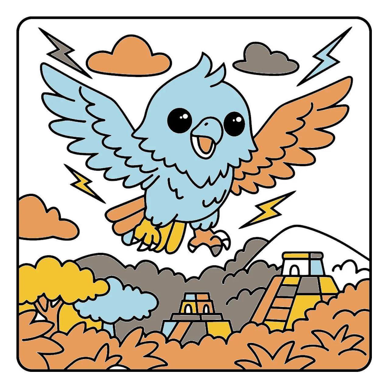 Coloured plate — a friendly griffin in flight