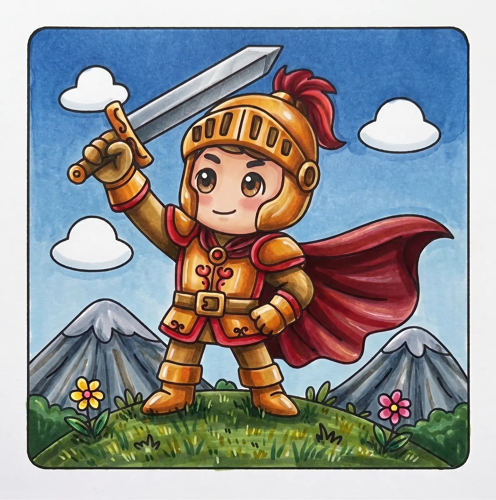 Coloring page — the golden knight
