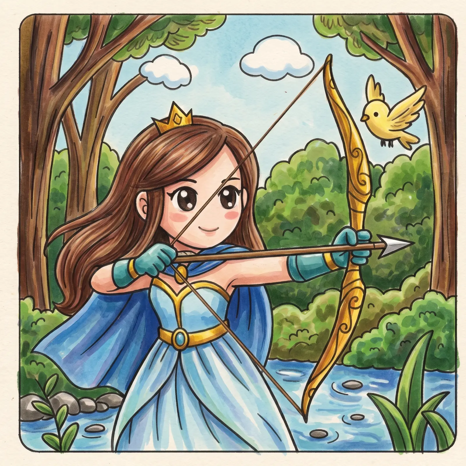 Coloring page — the princess archer